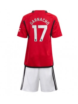 Manchester United Alejandro Garnacho #17 Heimtrikotsatz für Kinder 2023-24 Kurzarm (+ Kurze Hosen)